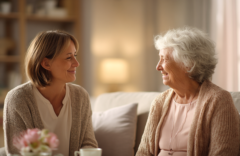 Care professional with resident