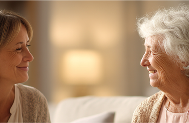 Care professional with resident